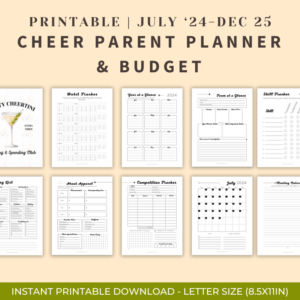 Cheer Parent Planner, July 2024-Dec 2025 (Dirty Martini Social Club theme)